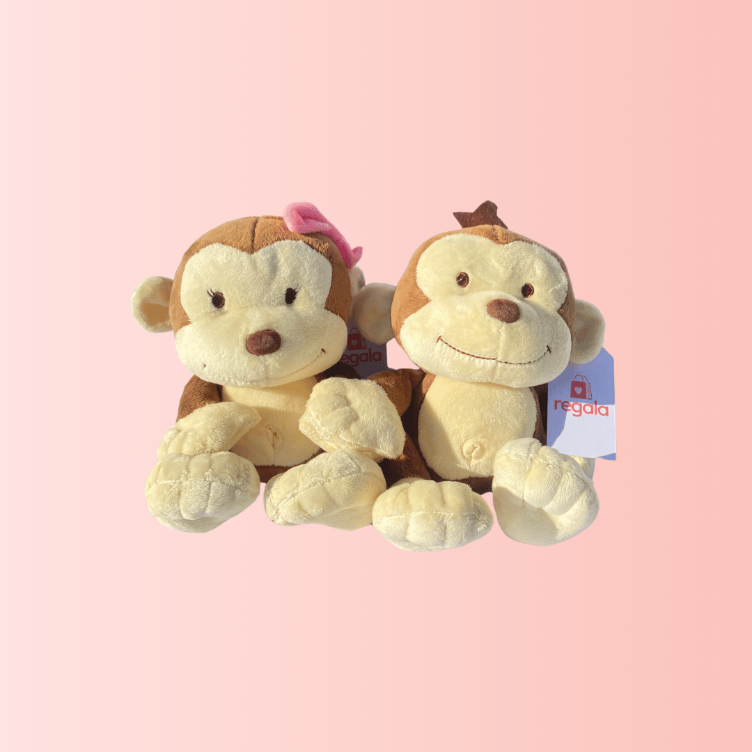 Peluches Monkey, Monkey Guapo y Monkey Chula Regala Sentados de Frente