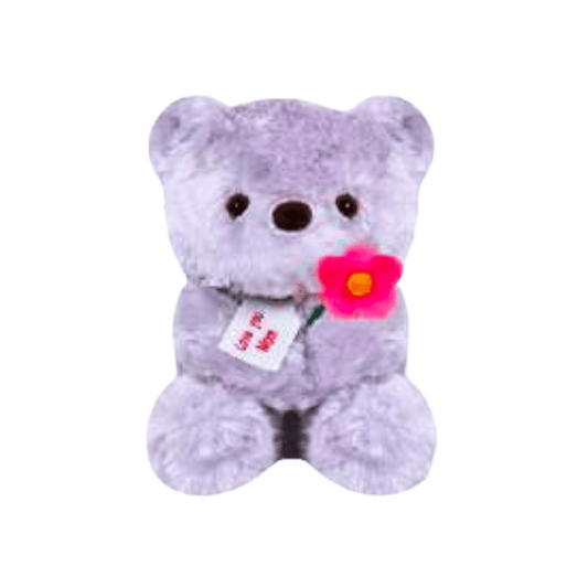 Peluche Oso Morado con Flor y Cartel "Love you mom" Regala