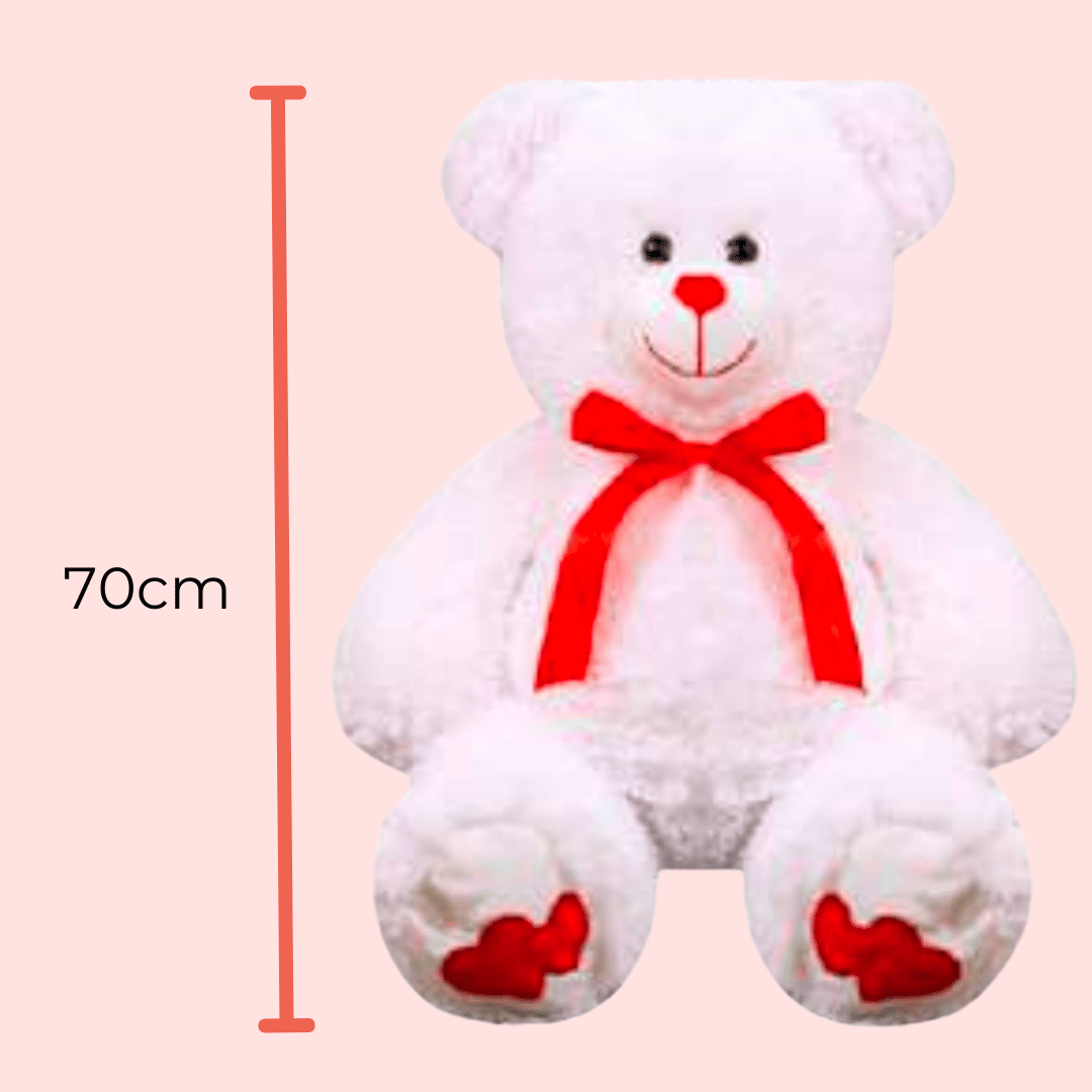 Peluche Oso de San Valentin Grande con Corazones y liston rojo 70cm Regala